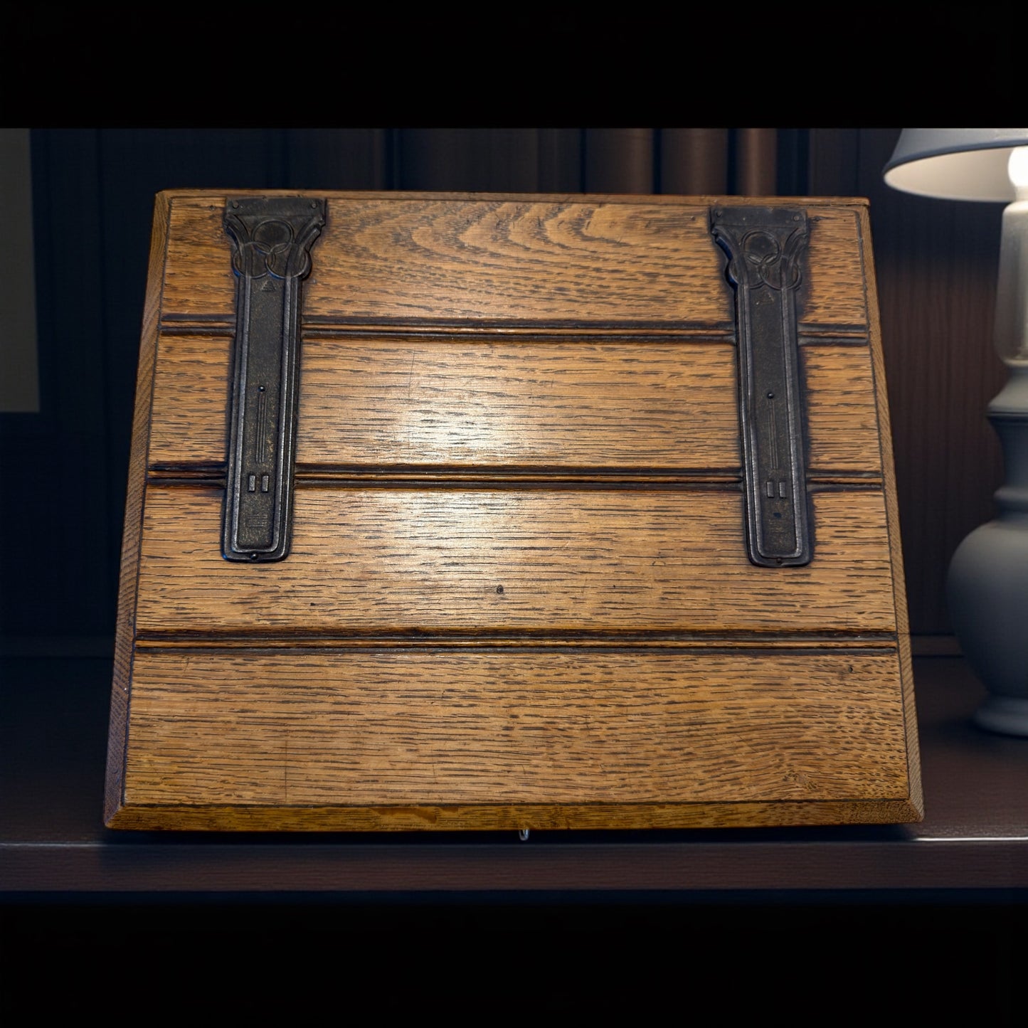 Antica scatola da scrittura, Belgio anni ‘30, con chiave funzionante e scomparto ribaltabile