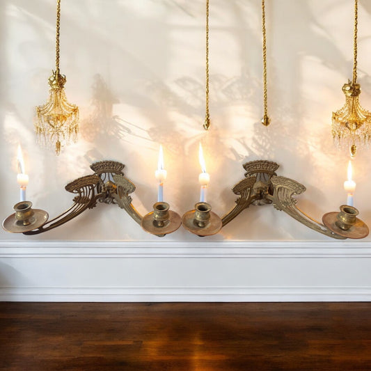 Coppia candelabri da pianoforte Art Nouveau, 1895-1910