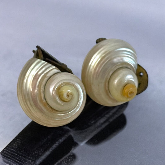 Splendidi orecchini, anni 40 a clip realizzati con incastonamento di vere conchiglie