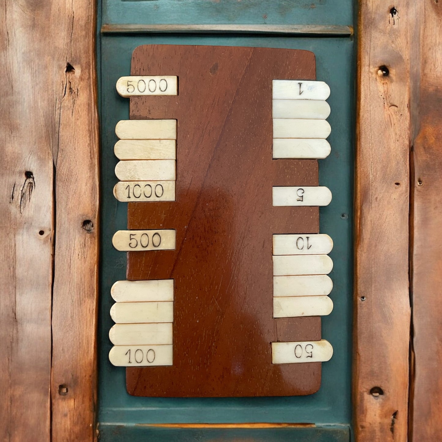 Segna punti d’epoca, fine ‘800, legno nobile e osso
