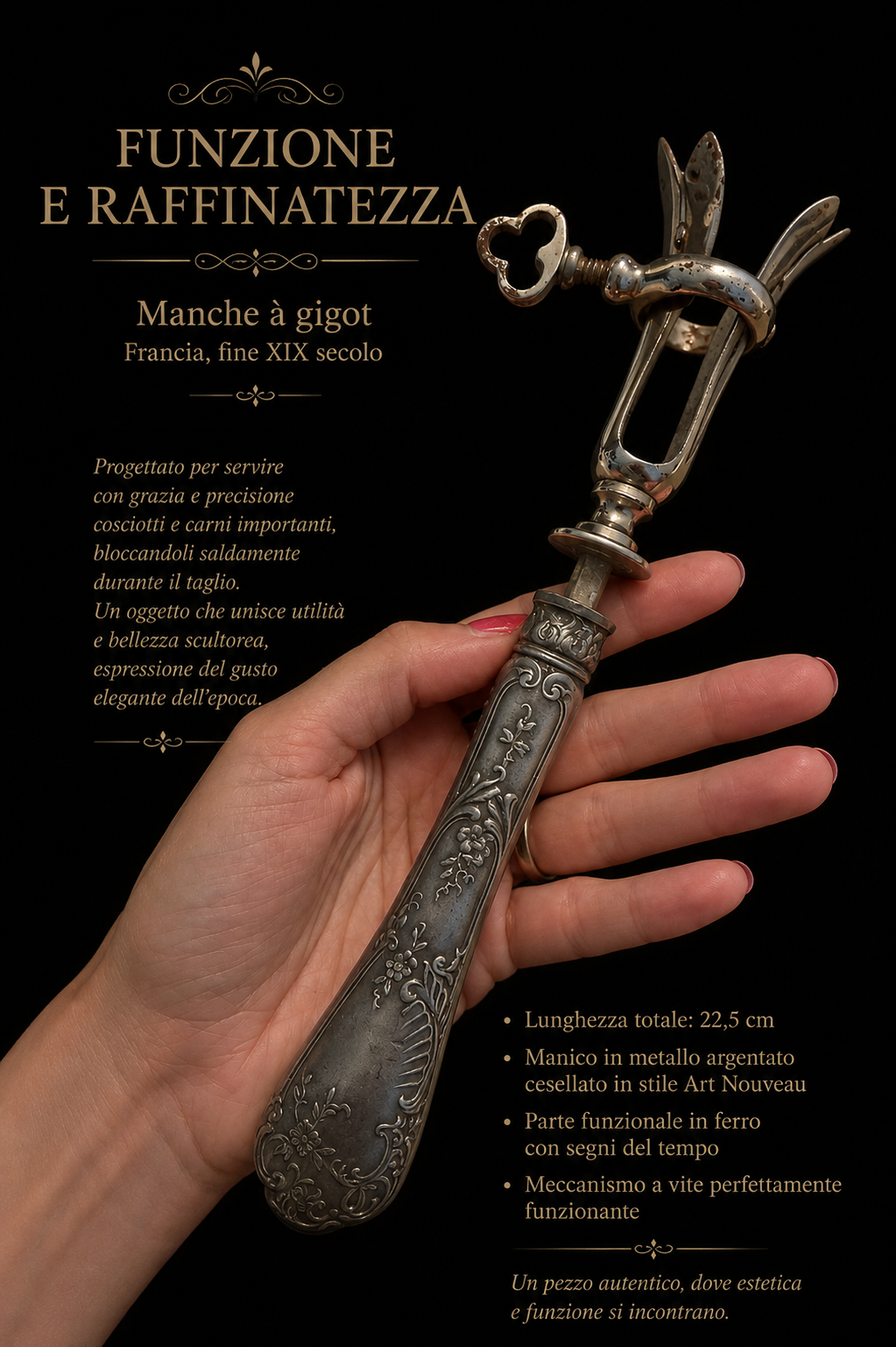 Manche à gigot Art Nouveau fine ‘800 - primo ‘900 per servire il cosciotto