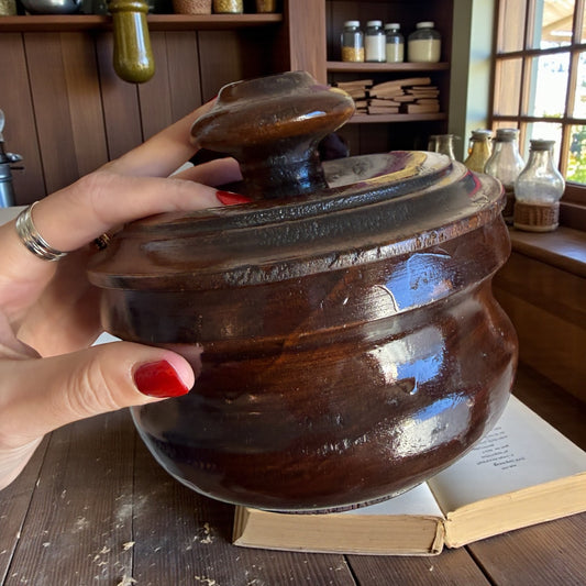 Antica coppia vasi da erboristeria in legno da banco, primo ‘900 per foglie e preparati essiccati