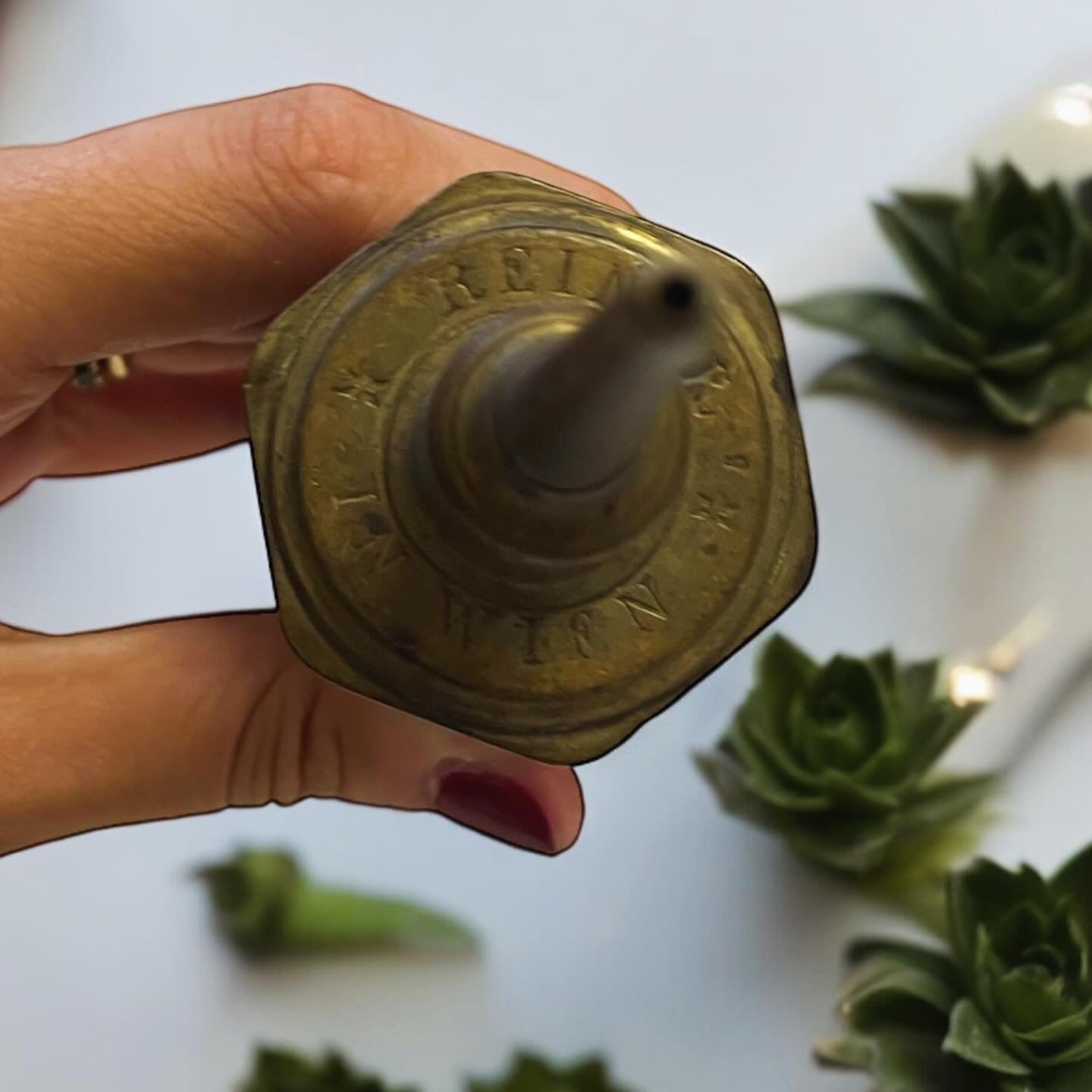 Large antique brass syringe from the late 19th century