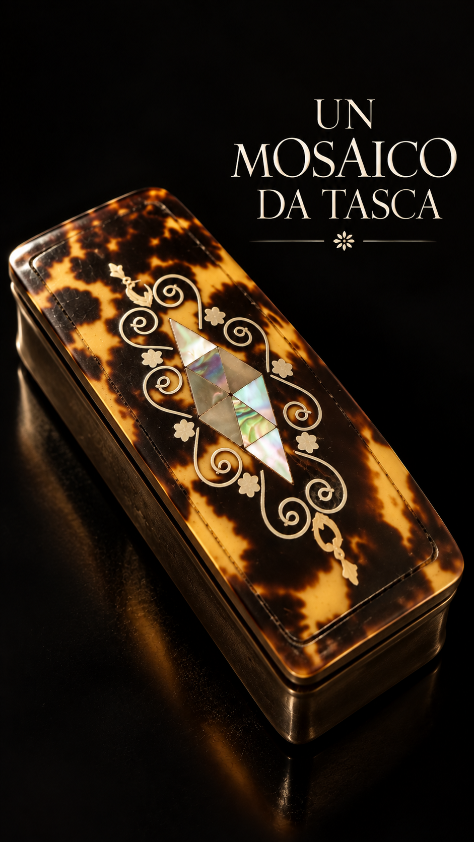 Antica tabacchiera da tasca tardo ottocentesca piqué works madreperlata e tartarugata