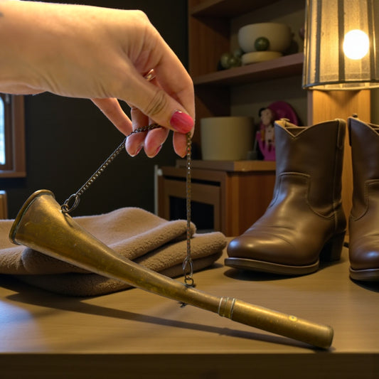 Antico corno richiamo da caccia in ottone con ancia interna, prima metà ‘900