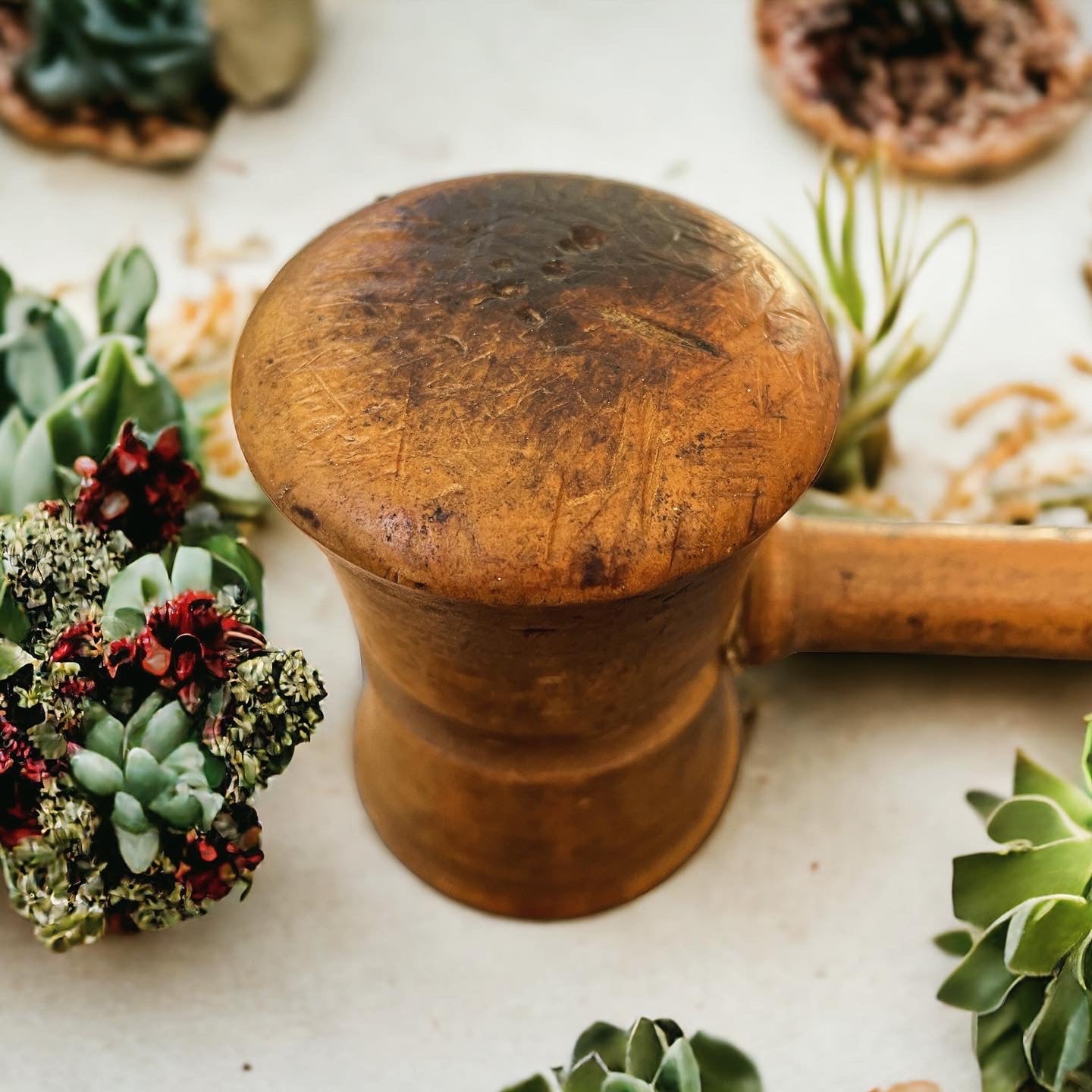 Old wooden meat tenderizer