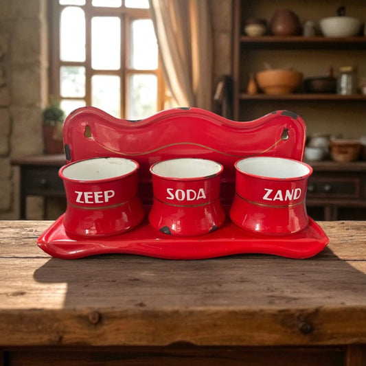 Set vasi smaltati con supporto da lavanderia, primo ‘900, olandesi