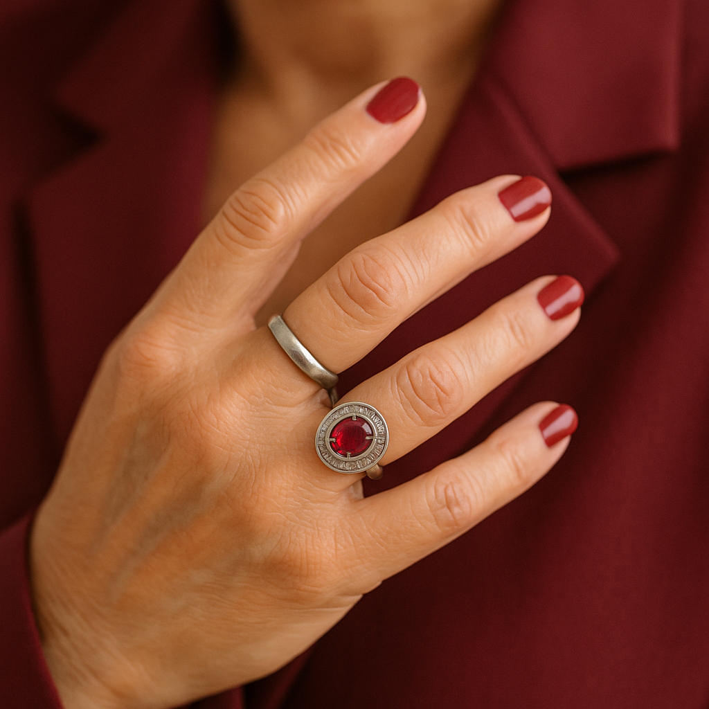 Anello argento anni ‘70 con spinello color Gertrude Jekyll