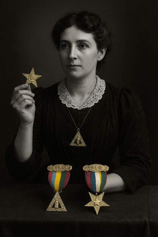 Tris spille Massoneria americana OES femminile, 1890-1920