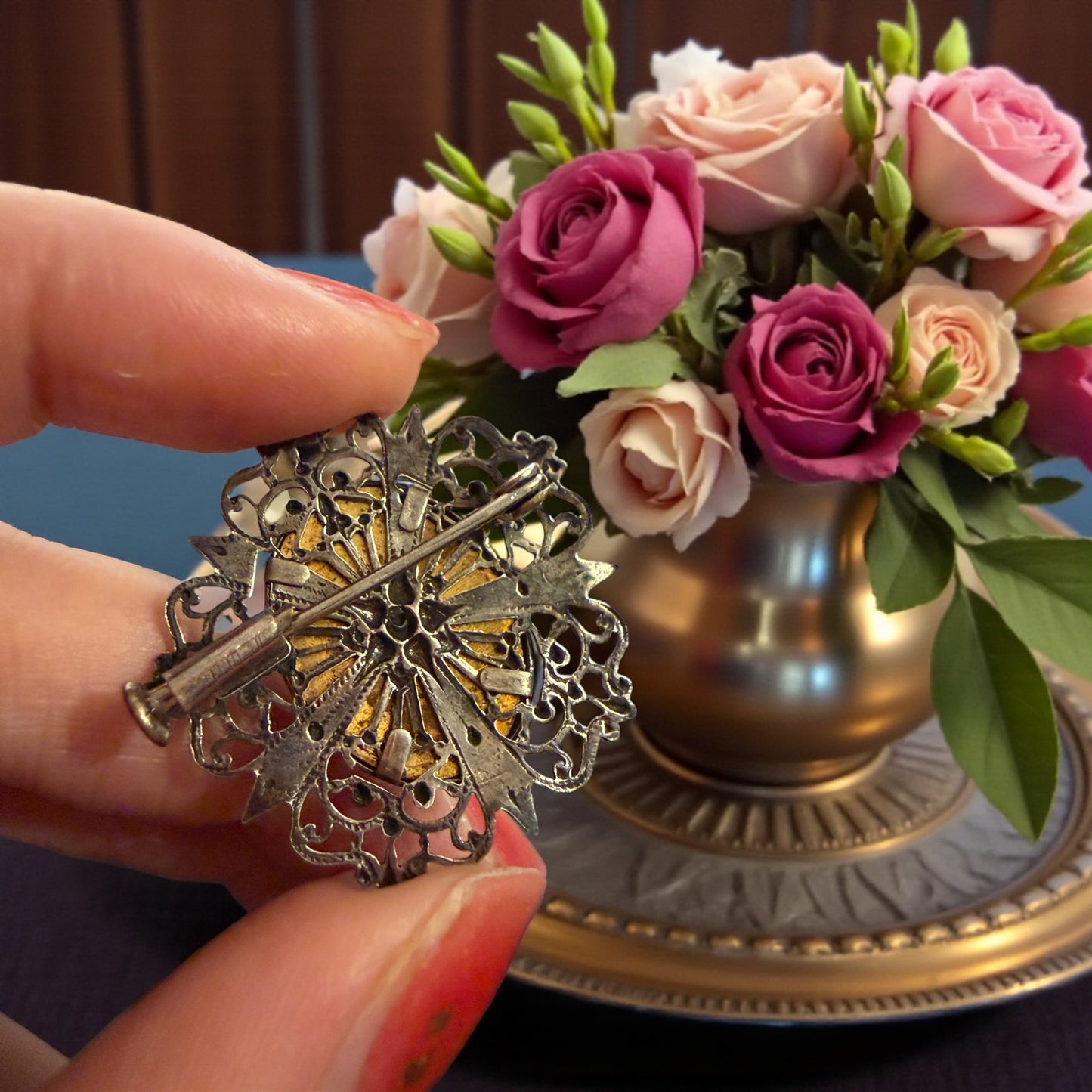 Spilla da collo broche du cou cammeo e filigrana d’argento, primi decenni ‘900