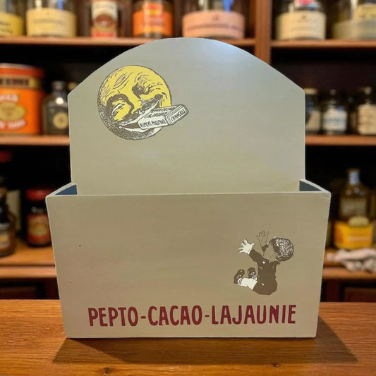 Espositore vintage legno Lajaunie con bimbo e luna