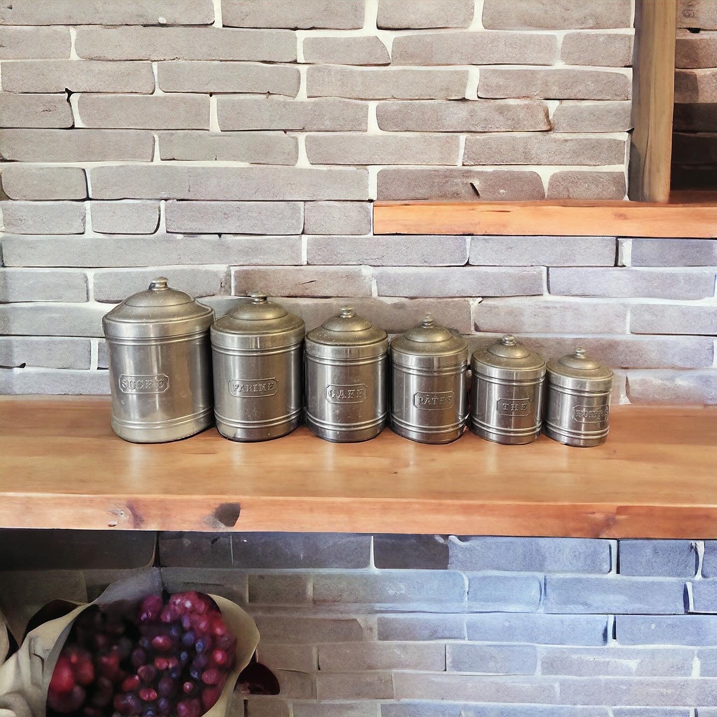 Set of 6 aluminum kitchen jars