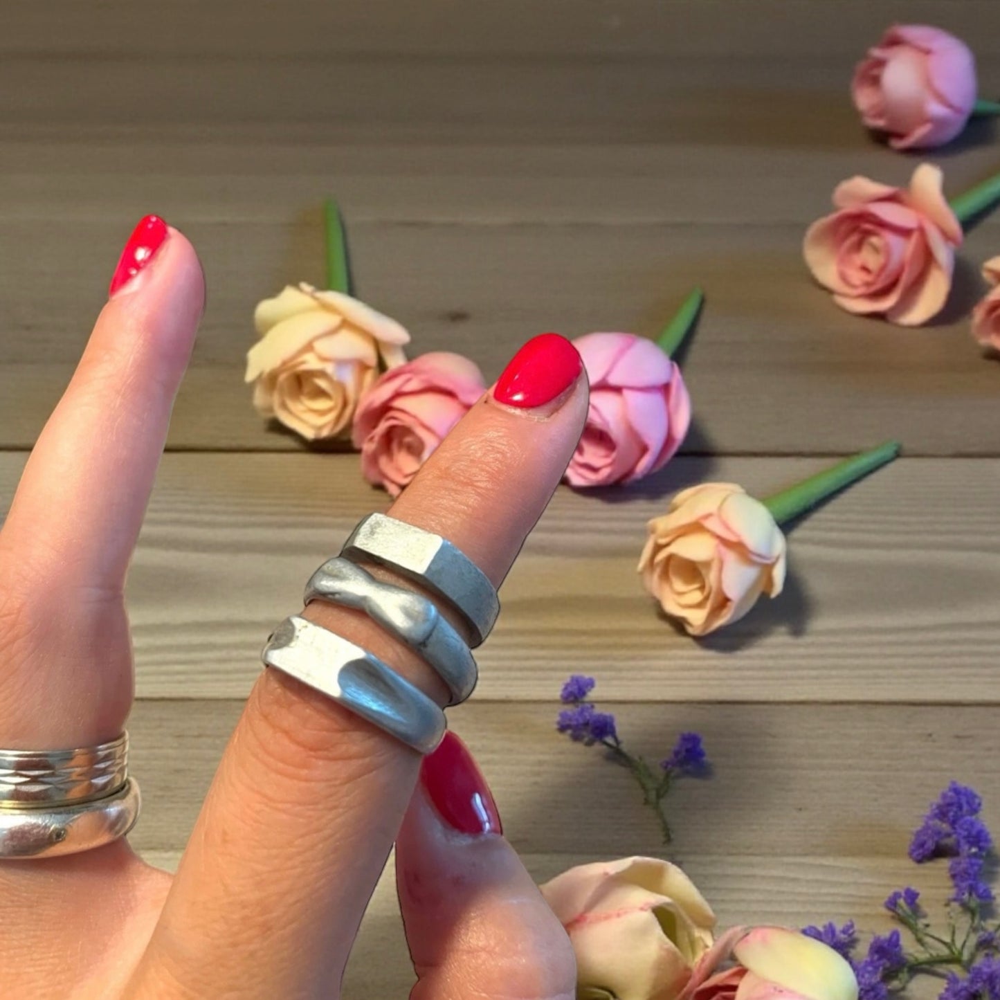 Tris anellini trench art francese, prima guerra mondiale