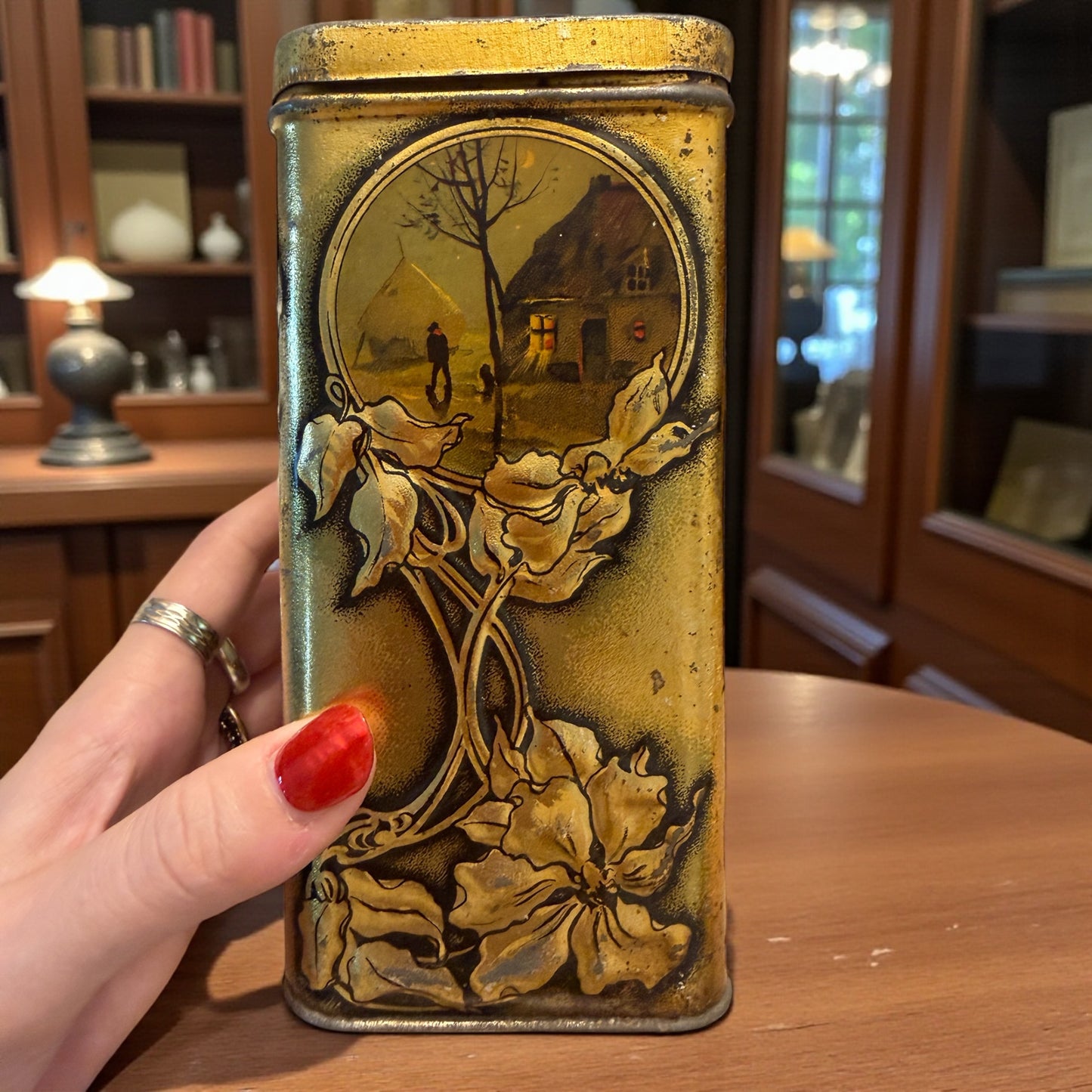 Set n. 3 antiche scatole di latta Leroux Cambrai rarissime art Nouveau per cicoria, dolci e farina.