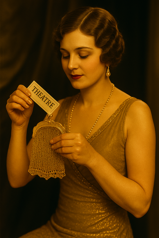 Aumonière antico dorato con decorazioni a conchiglie e maglia finissima, ca anni ‘10-‘20