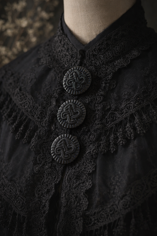 Tris bottoni gioiello in french jet fine 800 primo 900