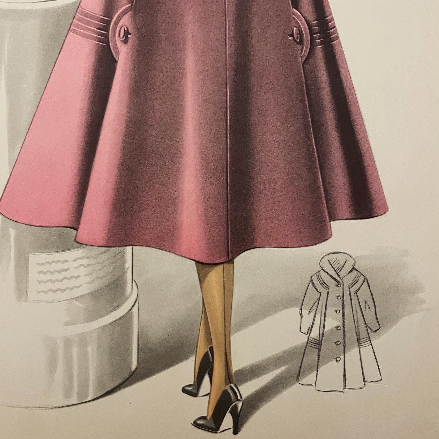 Coppia bozzetti moda anni 50