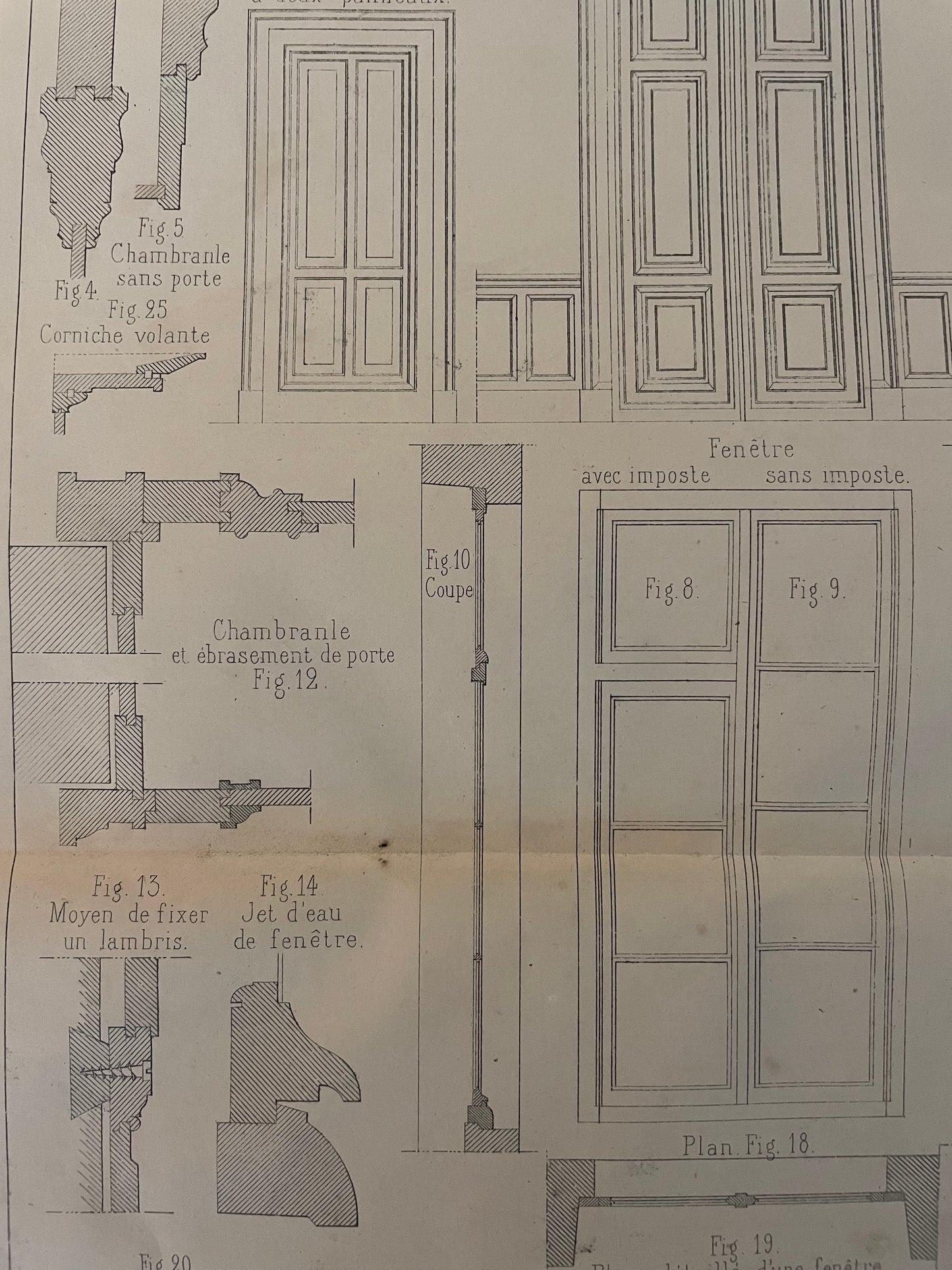 Tris tavole di architettura ‘800 École Arts et Metiers