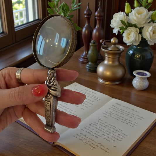 Lente di ingrandimento antica ispirata all’Egittologia, prima metà ‘900