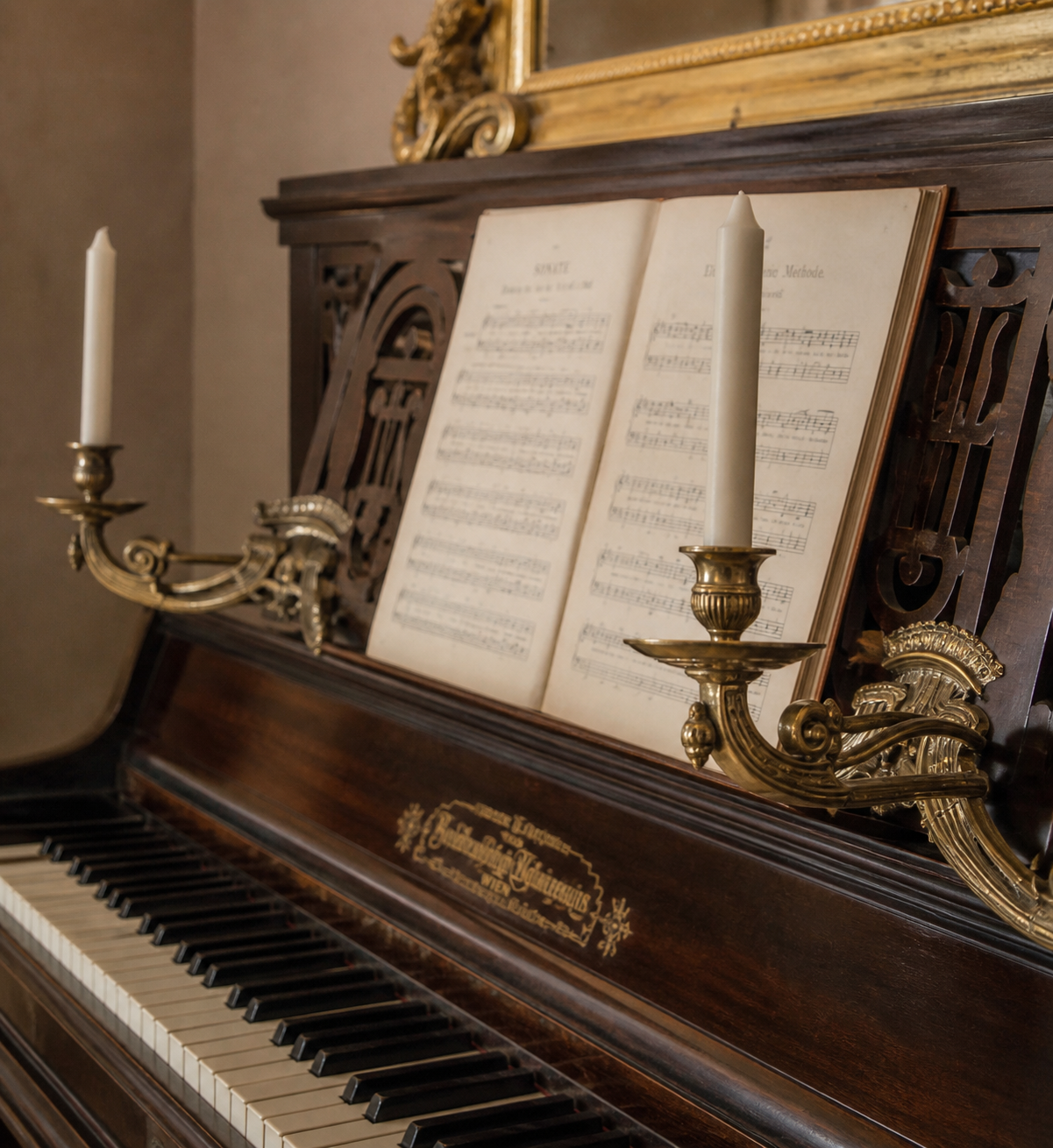 Coppia candelabri da pianoforte Liberty, 1895-1910