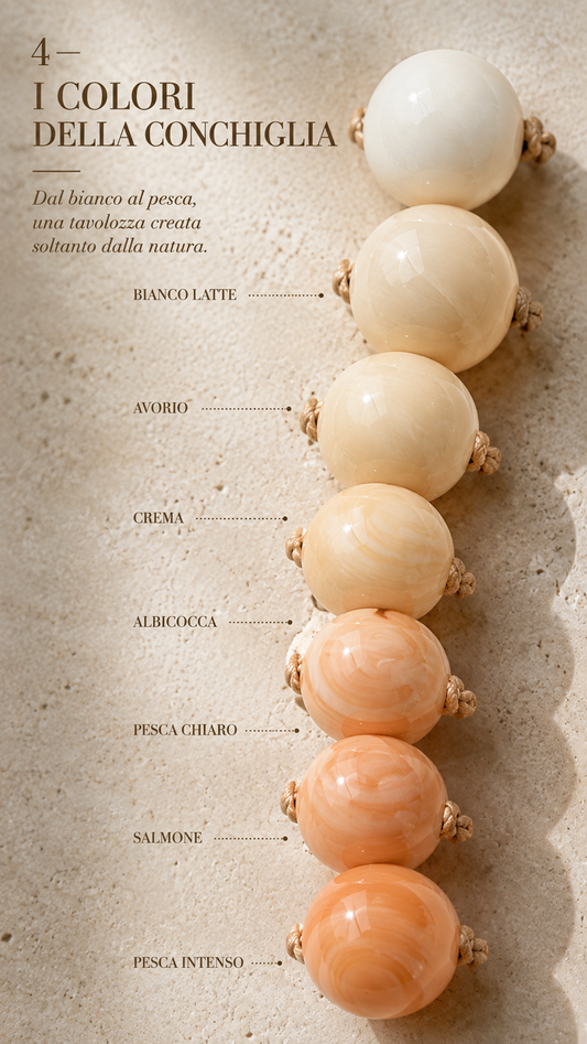 Collana in perle di autentica conchiglia corniola