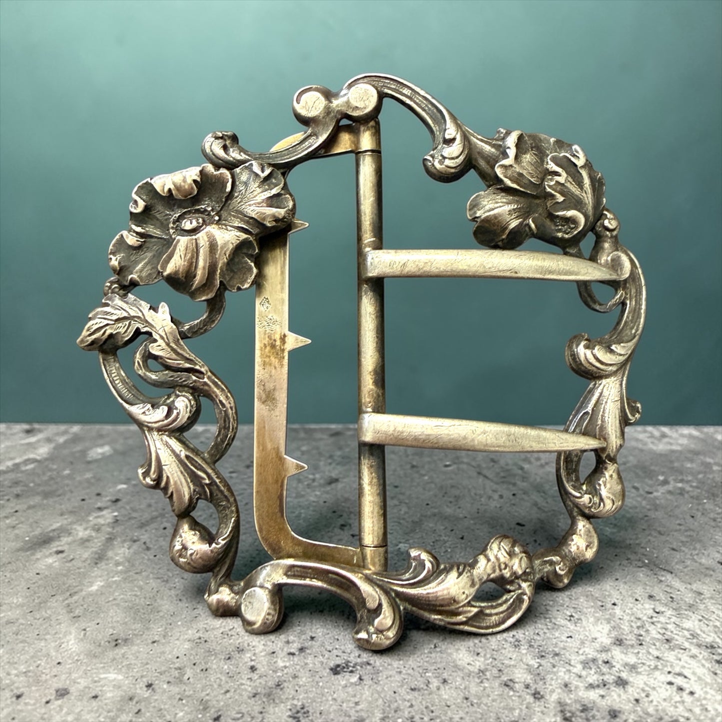 Fibbia esclusiva Art Nouveau in argento massiccio francese, pezzo raro
