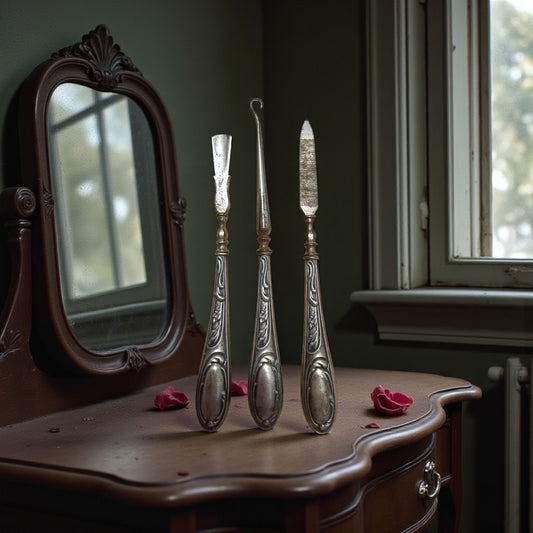 Set femminile Liberty con manico in argento ottocento