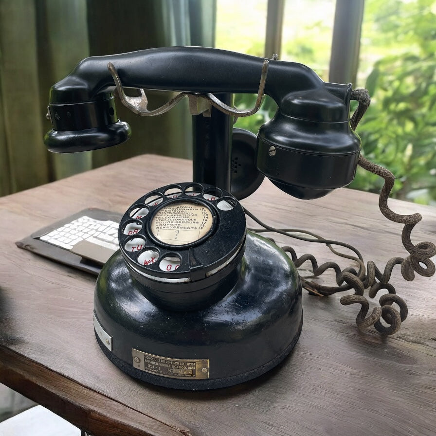 Antico telefono anni 20 Grammont combinato con cornetta e ascoltatore