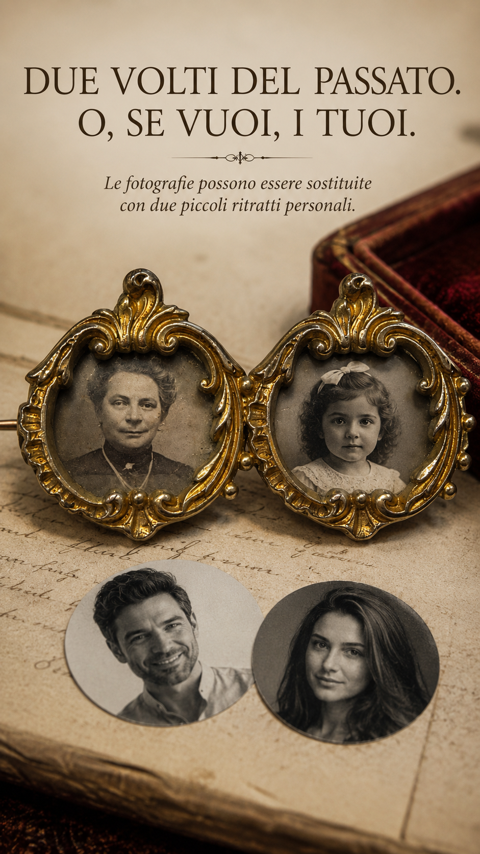 Antica spilla doppia “da memoria” fine ‘800 placcata in oro ORIA