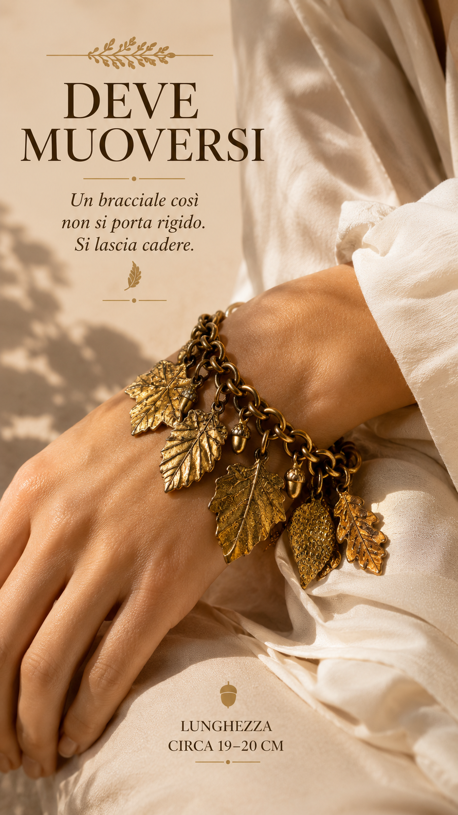 Bracciale vintage Agatha Paris con erbario di foglie e ghiande, anni ‘80