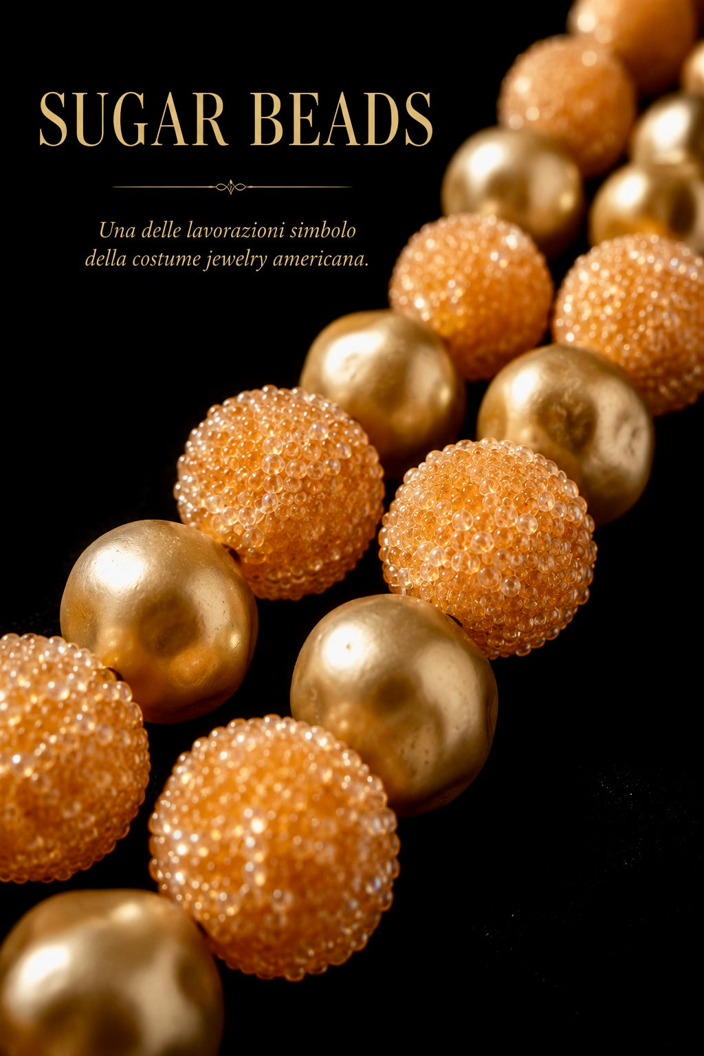 Collana costume jewellery made in USA doppio filo degradé con sugar beads