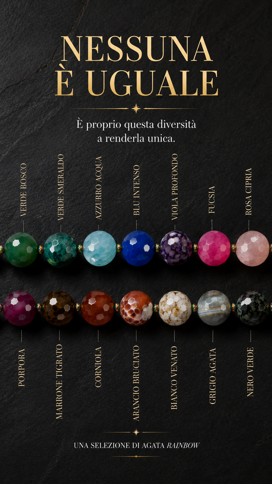 Meravigliosa collana, Agata Rainbow, perle sfaccettate infilate e annodate a Mano