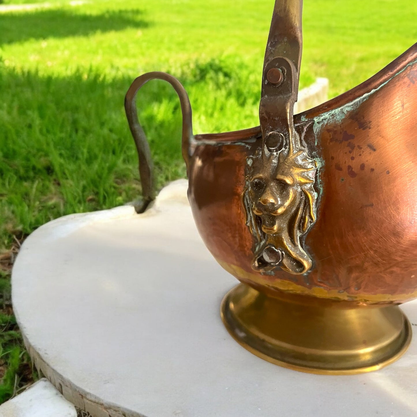 Old copper coal holder