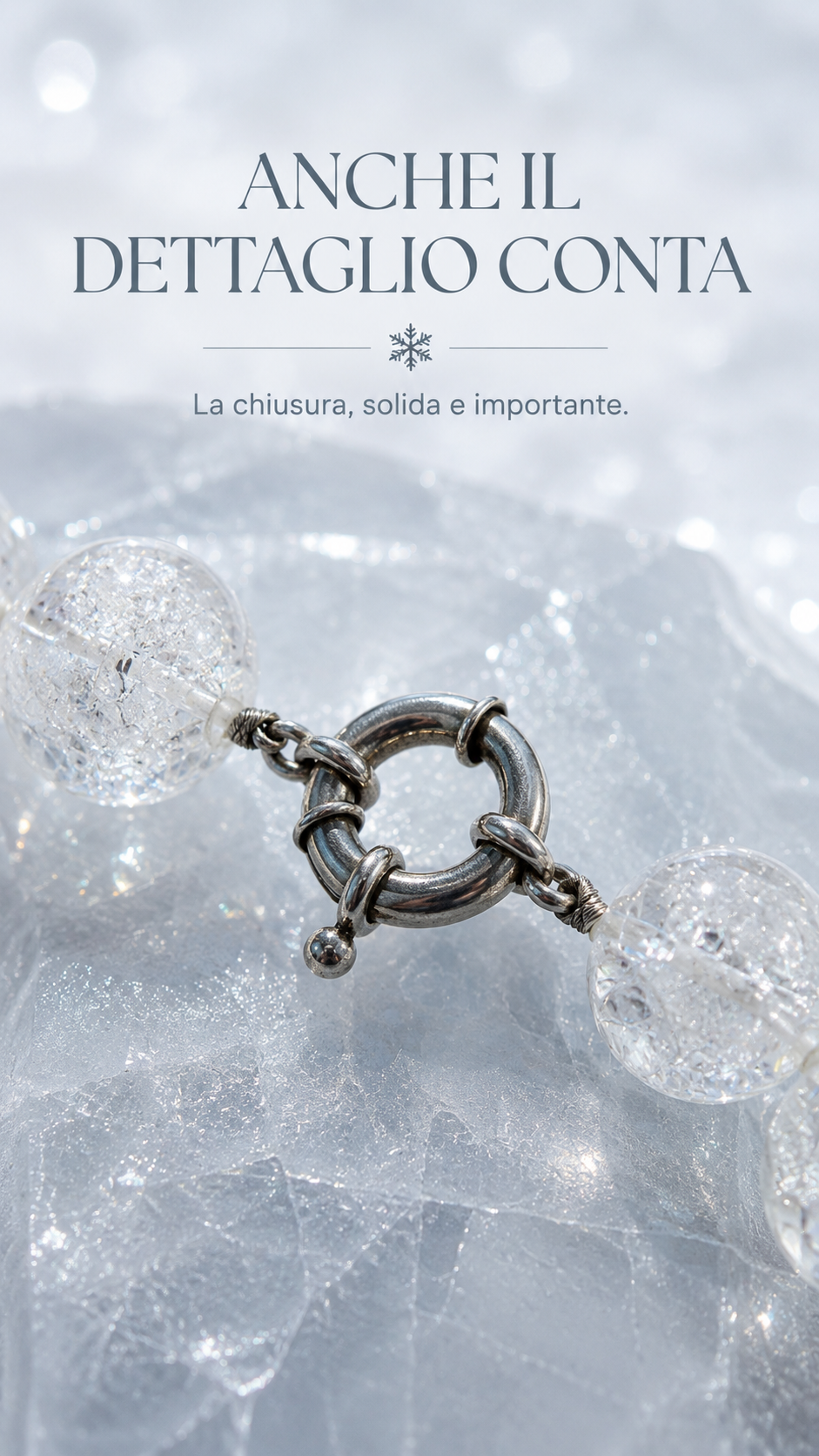 Collana con grandi perle “frozen glass” o crackle glass, gioiello contemporaneo