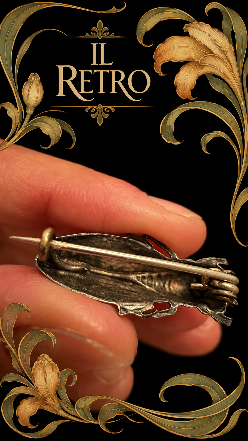 Spilla gioiello cicala argentata Art Nouveau primi ‘900