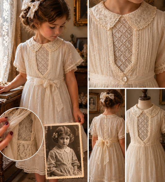 Antico davantino in pizzo da bimba per cerimonia, anni ‘20-‘30