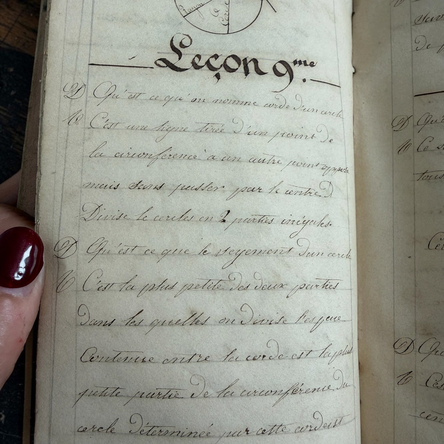 Manoscritto del 1840, 130 pagine sulla Geometria ed il nuovo sistema metrico, firmato