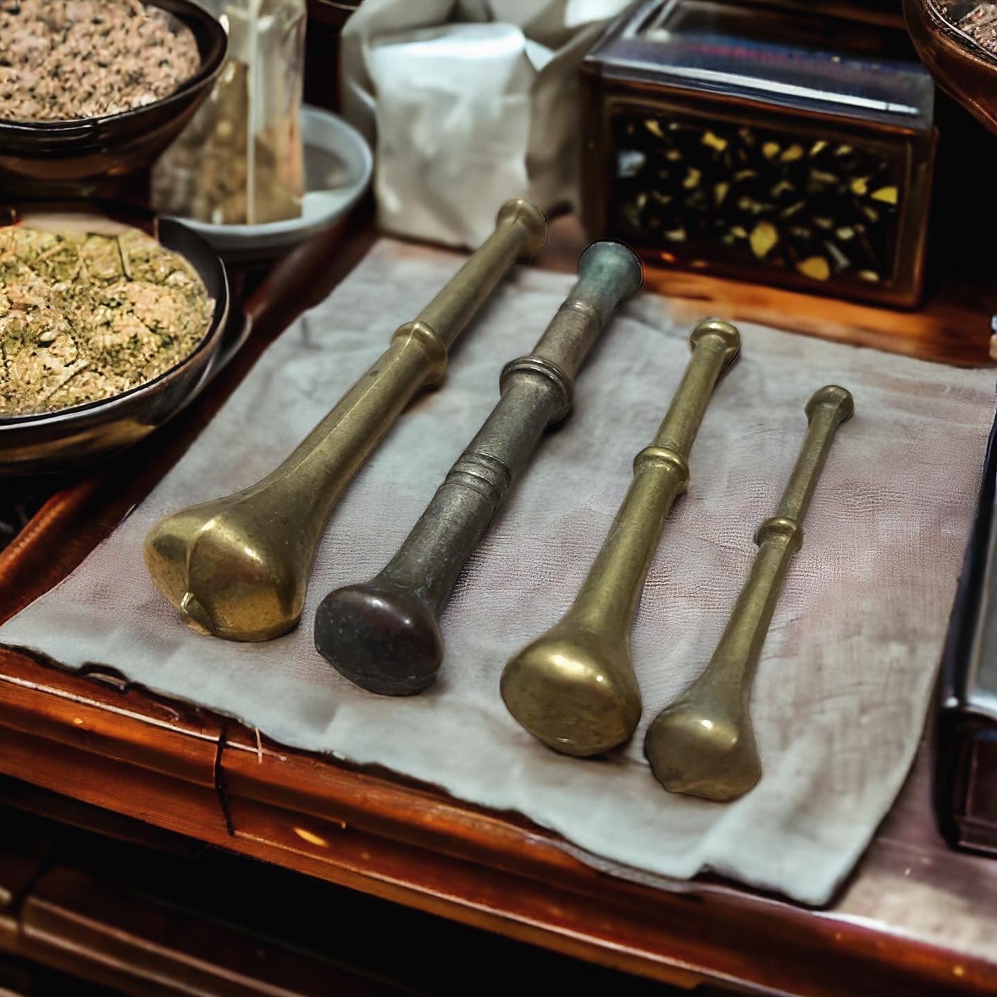 Set of 4 Vintage Mortars and Pestles