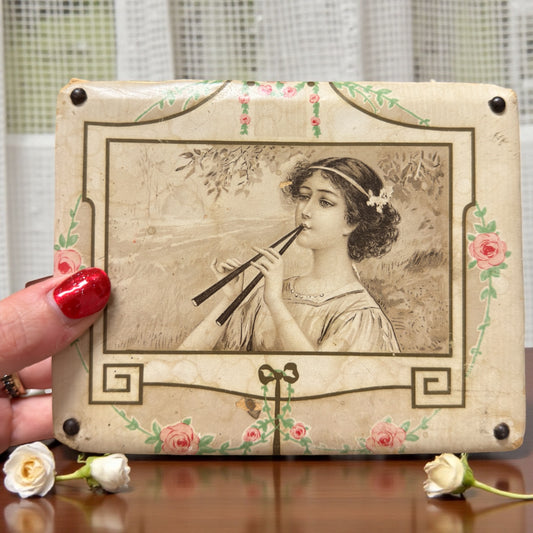 Scatola da cucito tardo Liberty, meravigliosa litografia