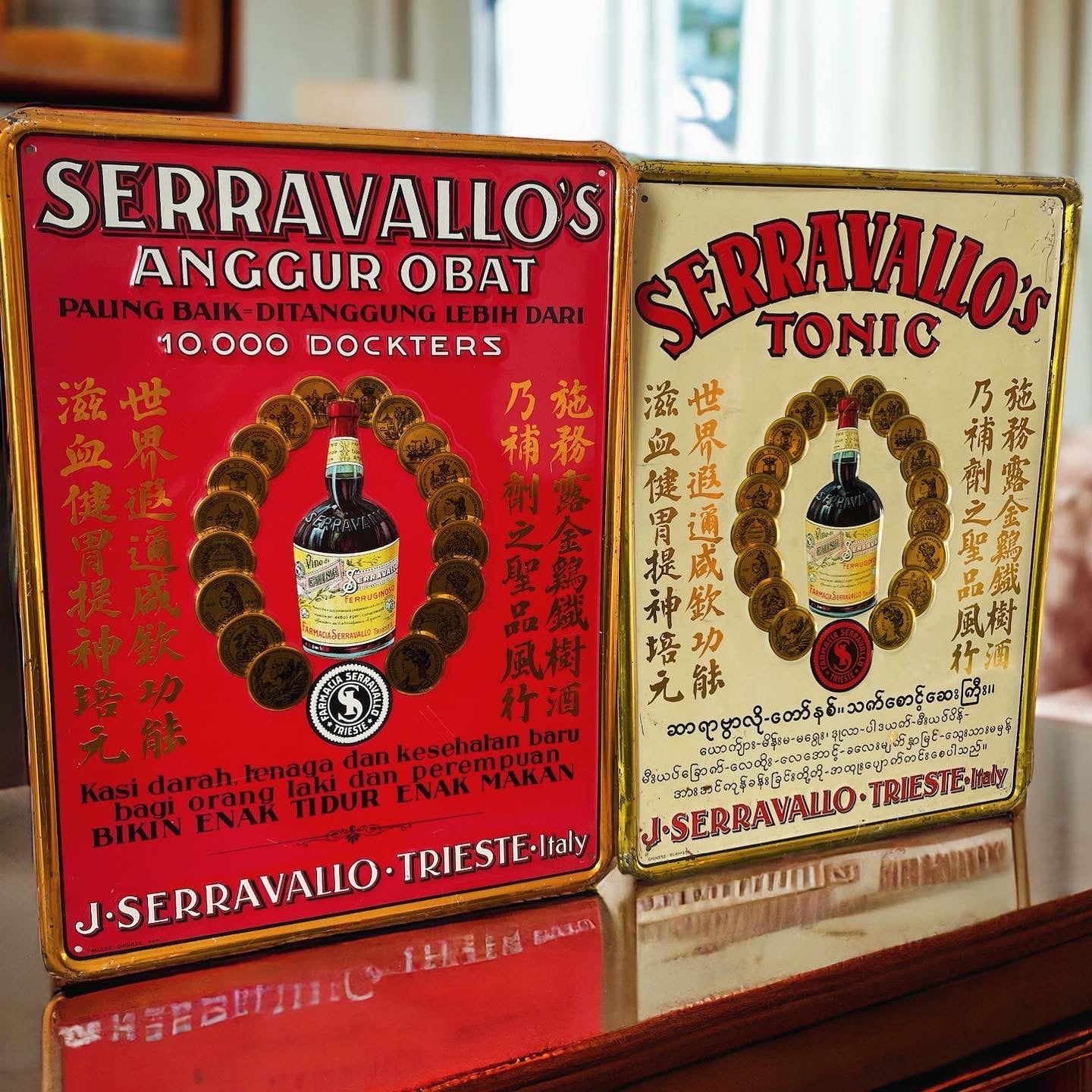 Serravallo China Wine Signs Pair