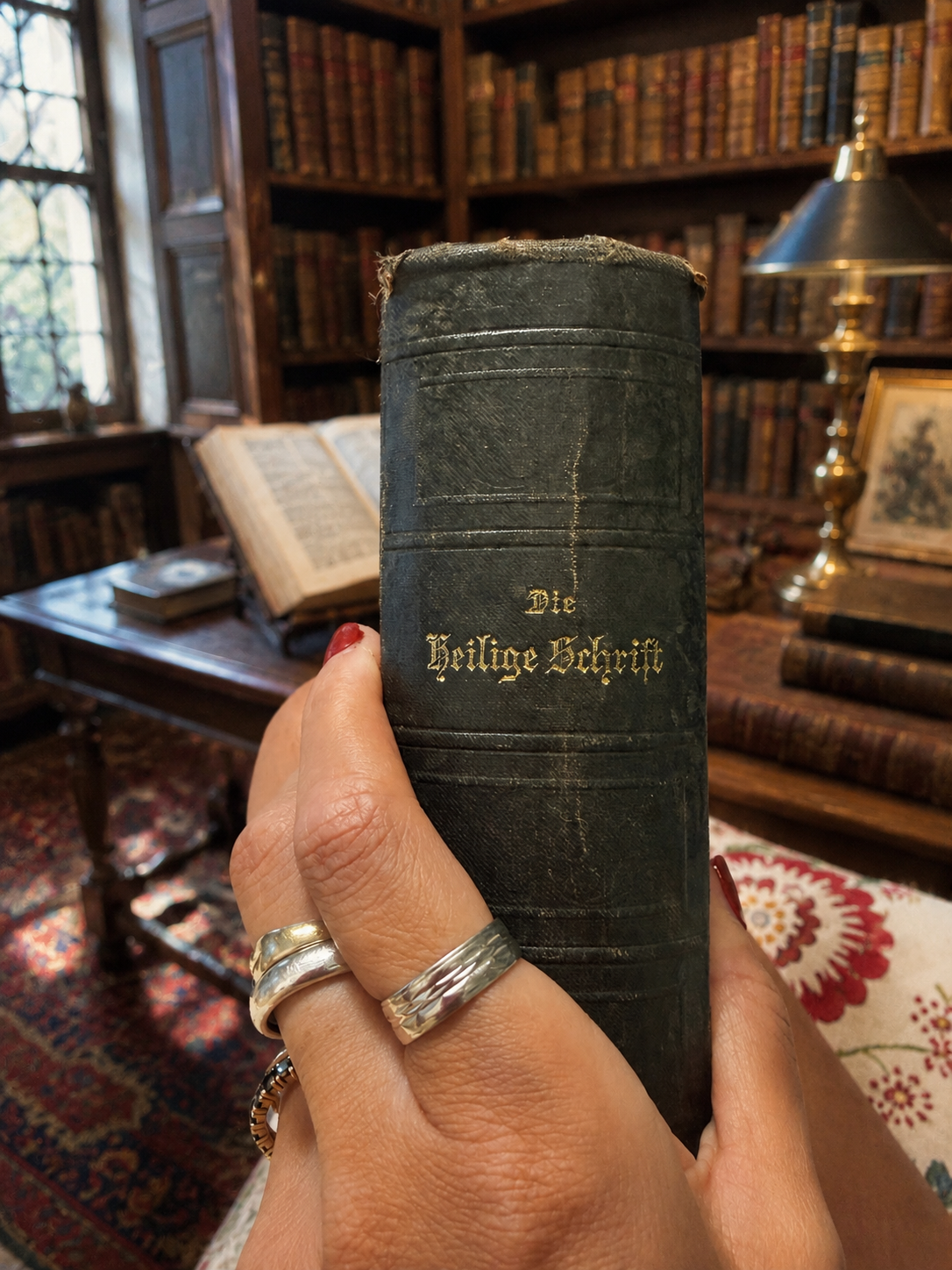 Antica Bibbia luterana del 1904 in caratteri gotici