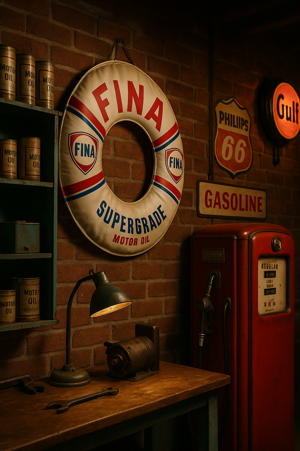 Galleggiante pubblicitario vintage, Fina oil anni 60 automobili ma