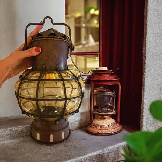 Yellow curved glass lantern