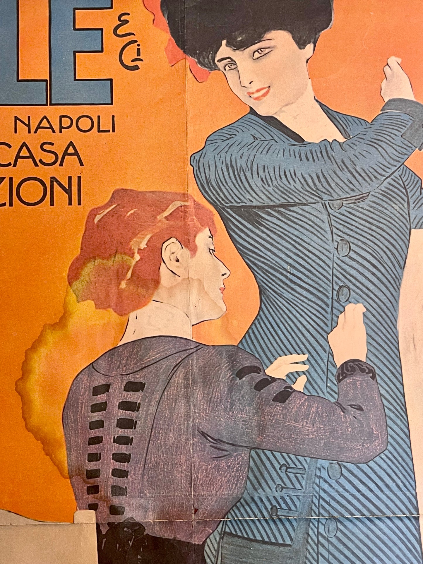 Manifesto pubblicitario liberty Confezioni MELE riedito 1970, 65 x 46 cm.