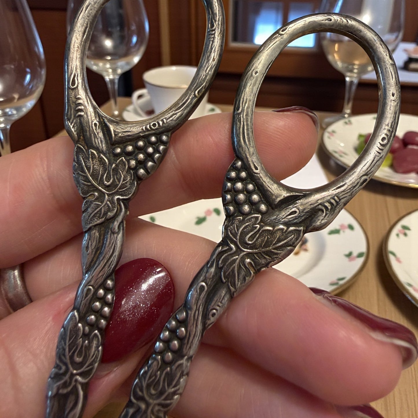 Antiche forbici per servizio uva, placcate argento, svedesi, fine ‘800 - primo ‘900