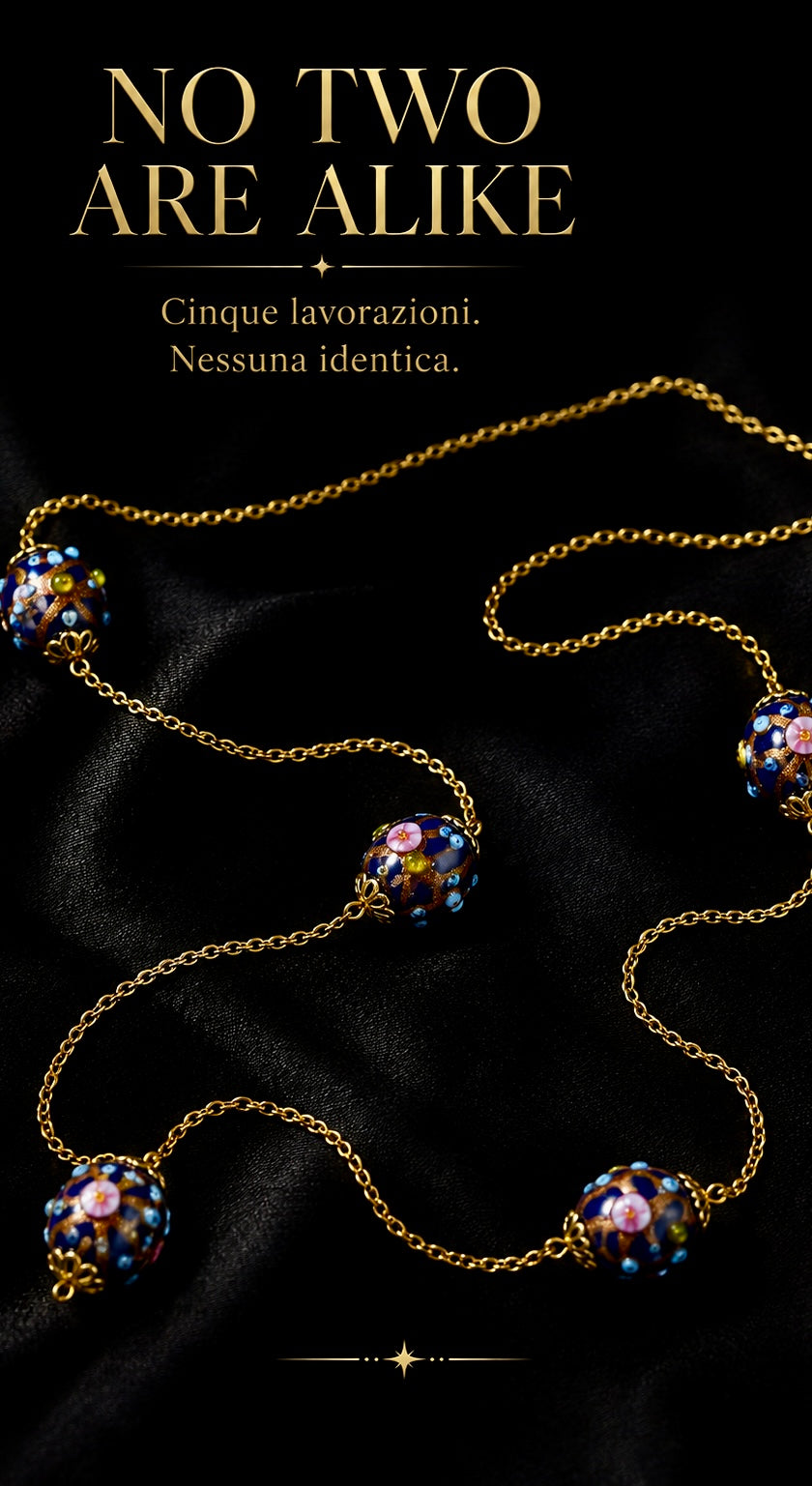Collana con perle artistiche in vetro di Murano, 70s