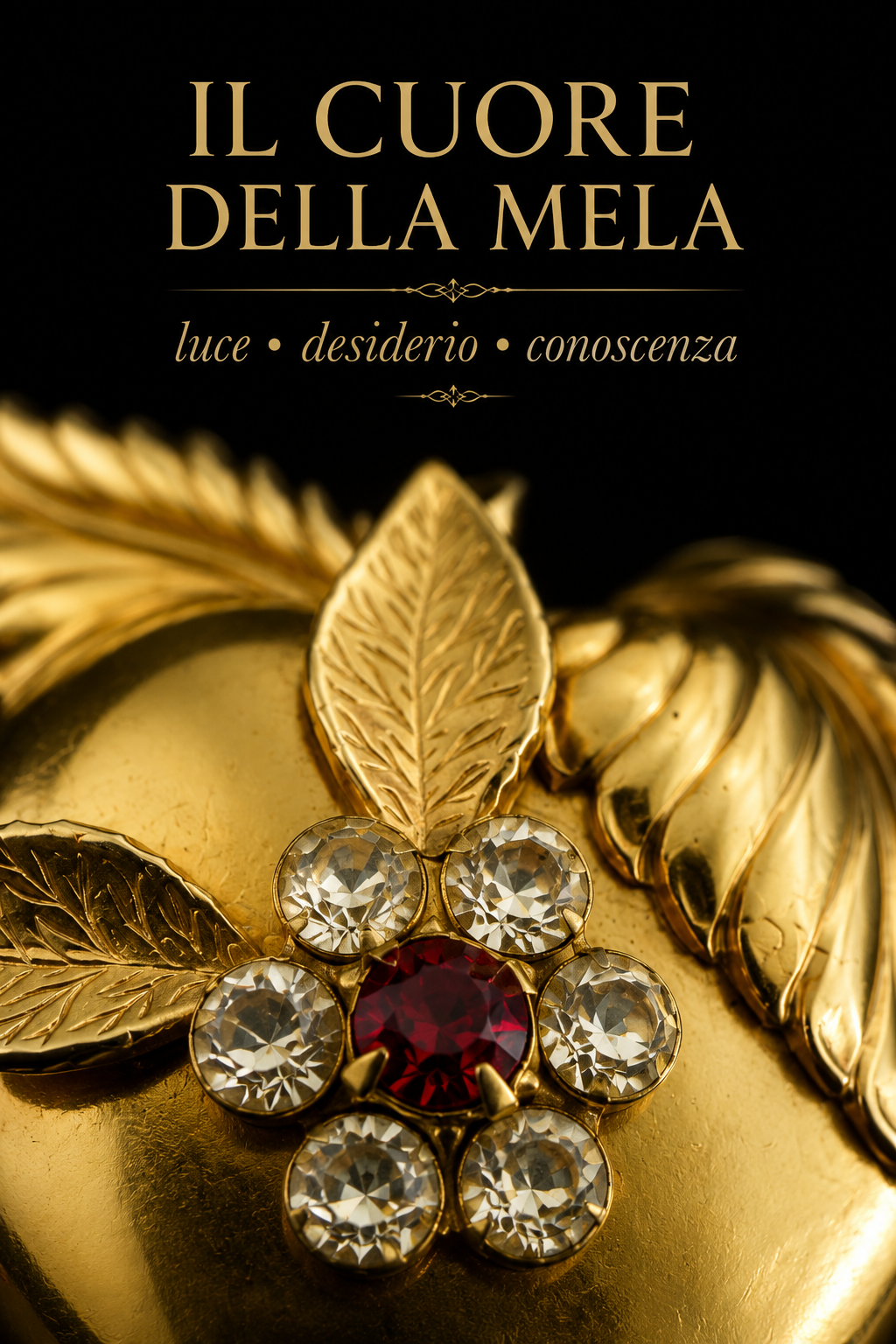 Spilla a guisa di Mela della Conoscenza firmata CORO, costume jewellery USA