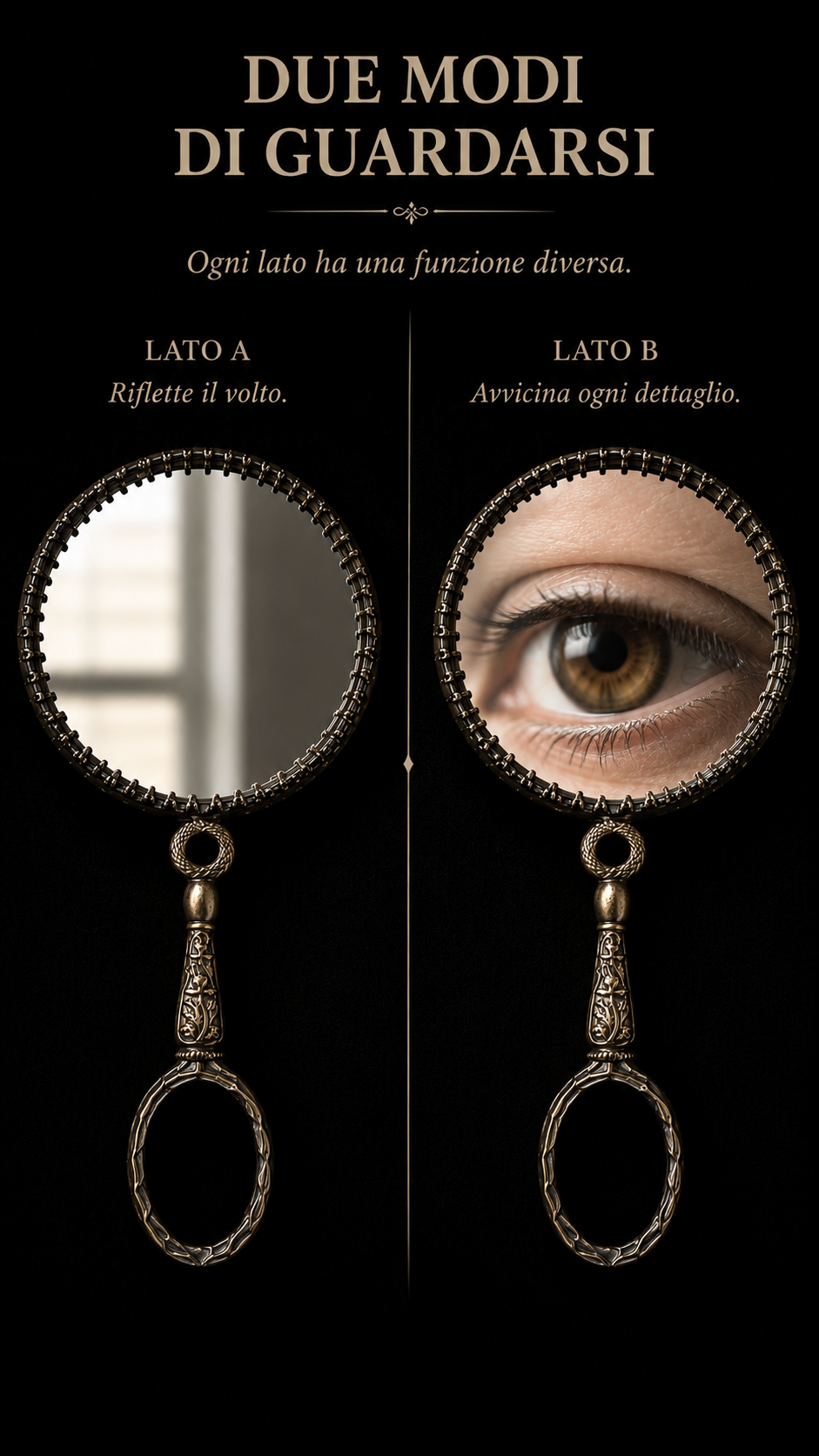 Specchio gioiello da borsetta anni ‘60 bifacciale con lato ingrandente