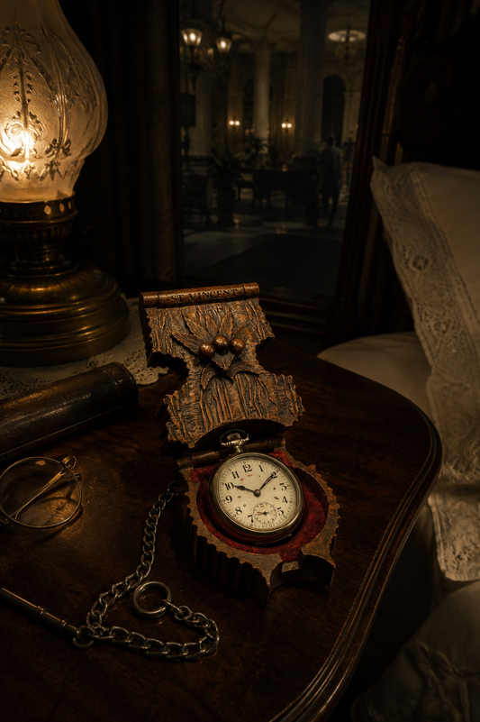 Antico porta orologio intagliato a mano, 1900, St Vincent