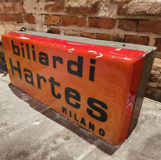 Insegna luminosa neon anni 60 biliardi Hartes Milano